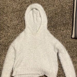 Fluffy White Long Sleeve Crop Top